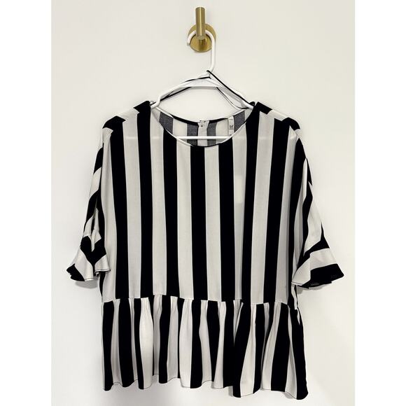Zara TRF Collection Black and White Striped Top NWT - Picture 1 of 8